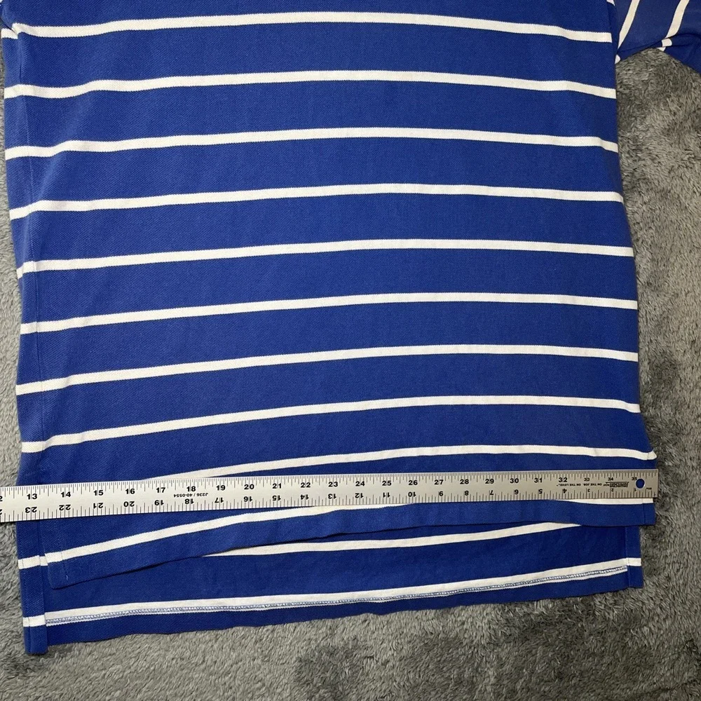 VTG Polo Ralph Lauren Shirt Men's XL Blue White Stripe Short Sleeve 90s